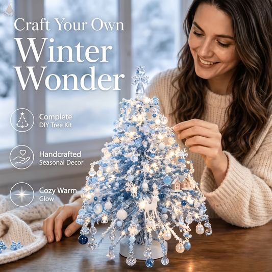 Handmade DIY Beaded Christmas Tree Making Kit, Mini Crystal Bead Christmas Tree Desktop Decor, Christmas DIY Craft Supplies, Cre